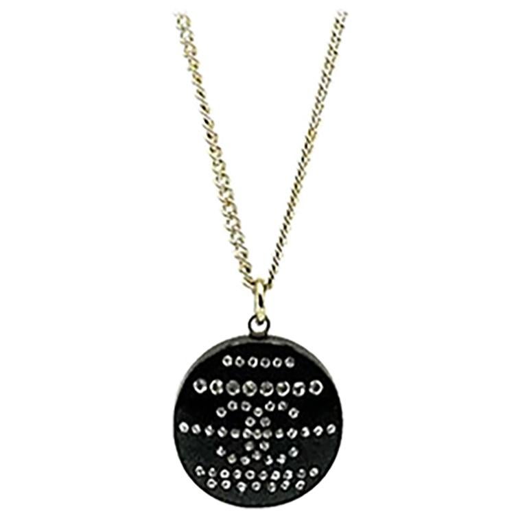 Chanel Black Resin CC Pendant Necklace 2009 For Sale at 1stDibs