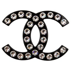 Chanel Black Resin Crystal CC Brooch (2021)