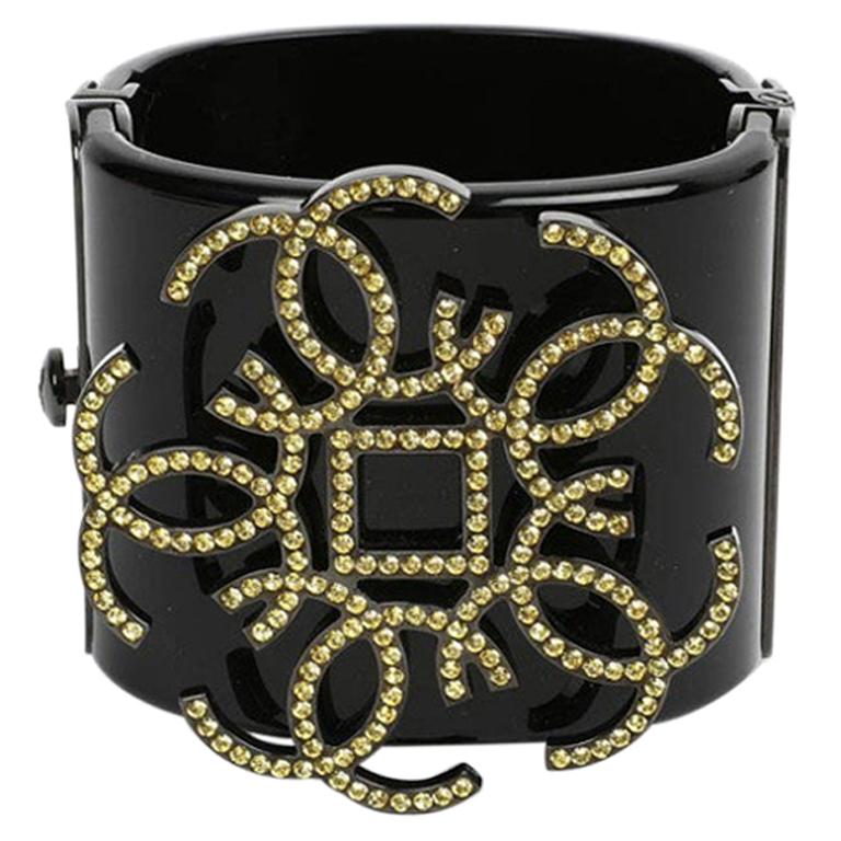 Chanel Black Cuff With Crystals - 9 For Sale on 1stDibs