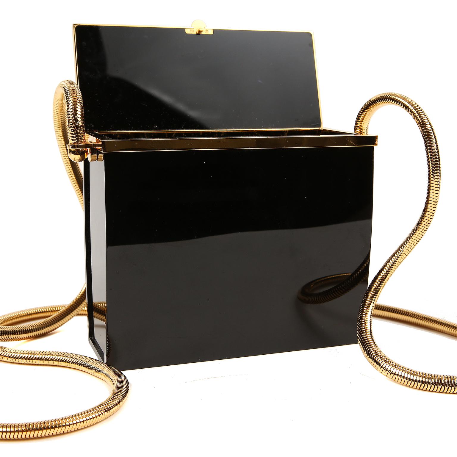 Sac de soirée en résine noire de Chanel avec GHW en vente 7