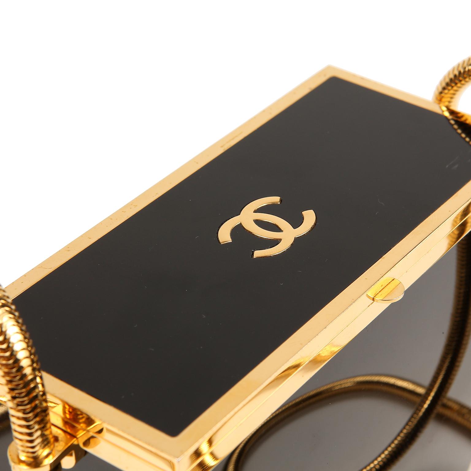 Sac de soirée en résine noire de Chanel avec GHW en vente 9