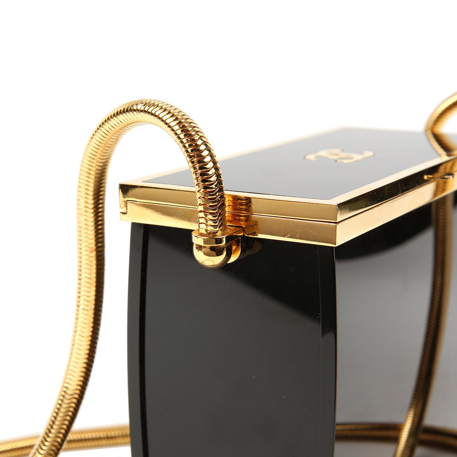 Sac de soirée en résine noire de Chanel avec GHW en vente 11