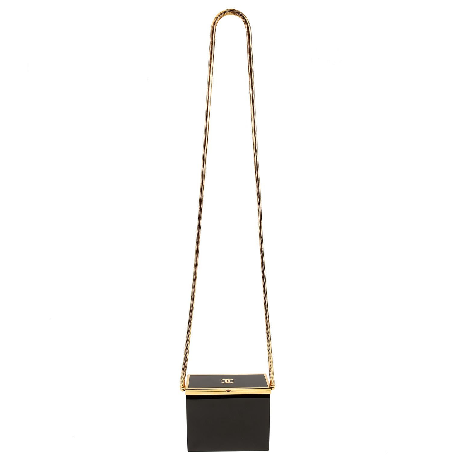 Sac de soirée en résine noire de Chanel avec GHW en vente 12