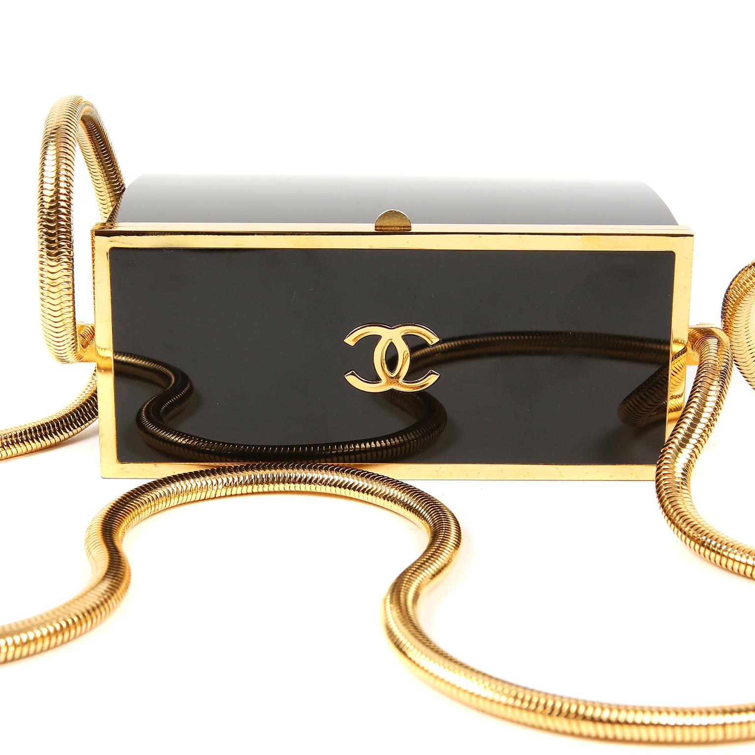 Sac de soirée en résine noire de Chanel avec GHW Pour femmes en vente