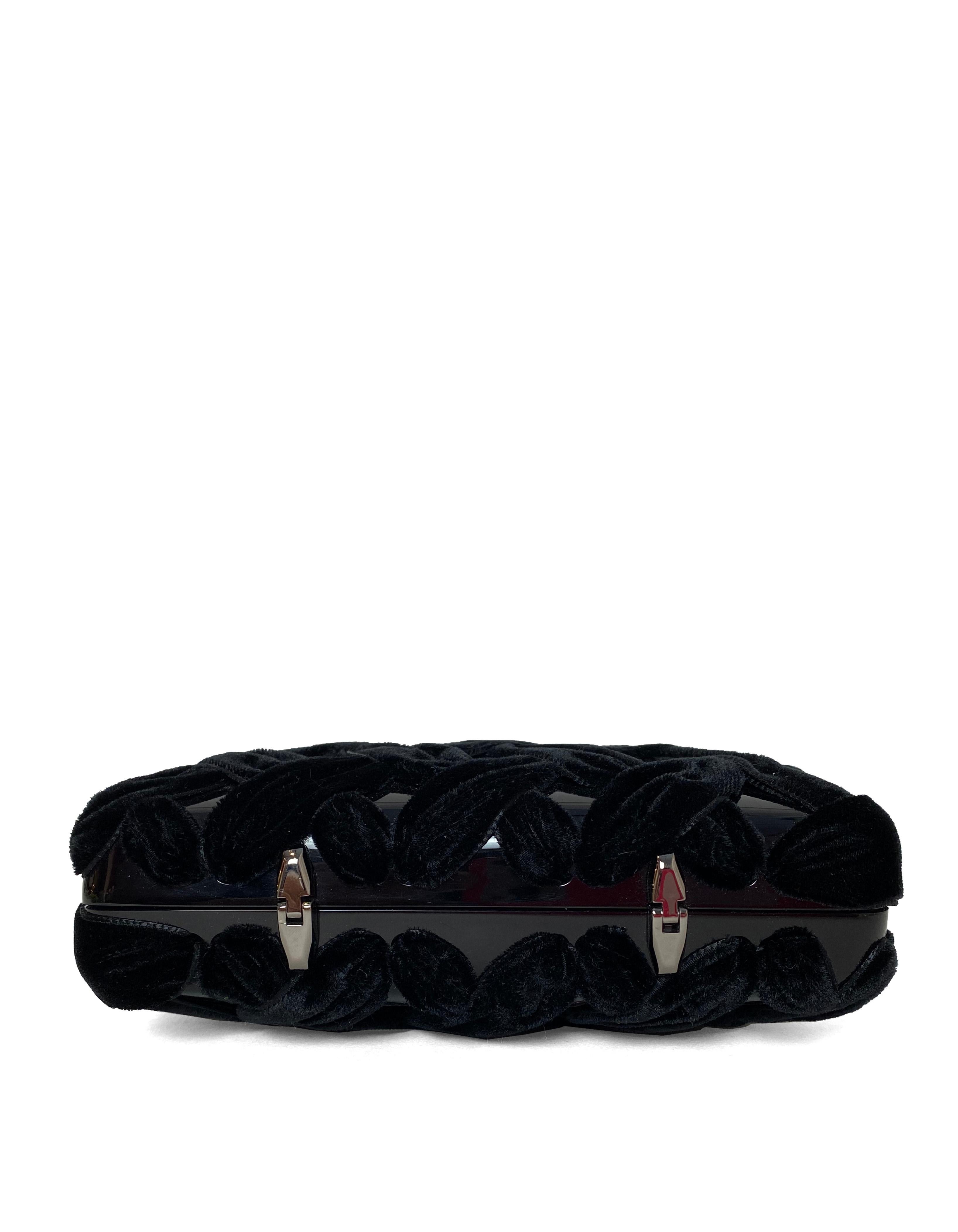 Women's Chanel Black Resin Evening Clutch/Crossbody Bag w. Velvet Quilting rt. $2, 795