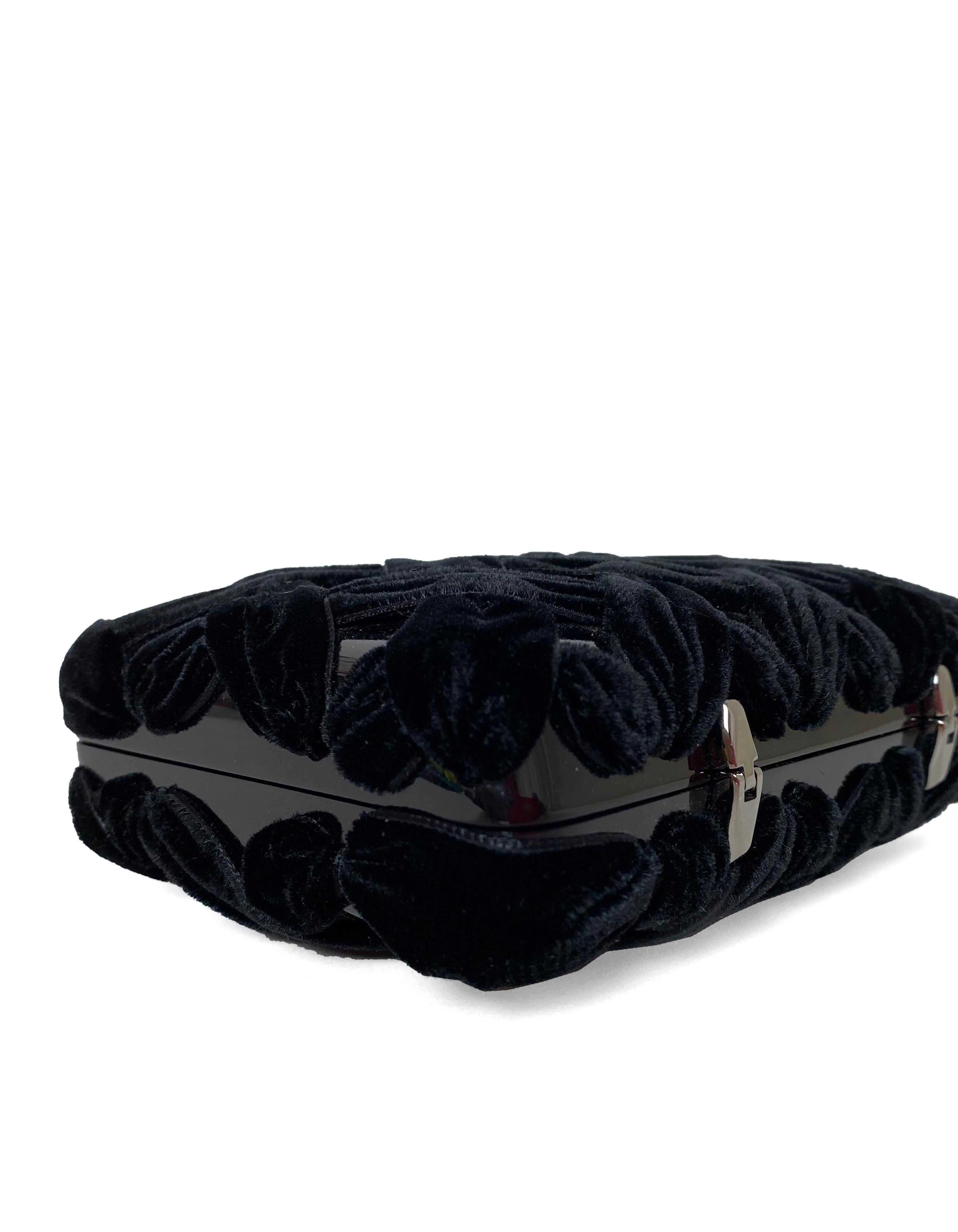 Chanel Black Resin Evening Clutch/Crossbody Bag w. Velvet Quilting rt. $2, 795 2