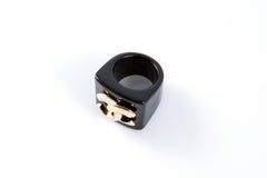 Chanel Black Resin Large Knight Ring