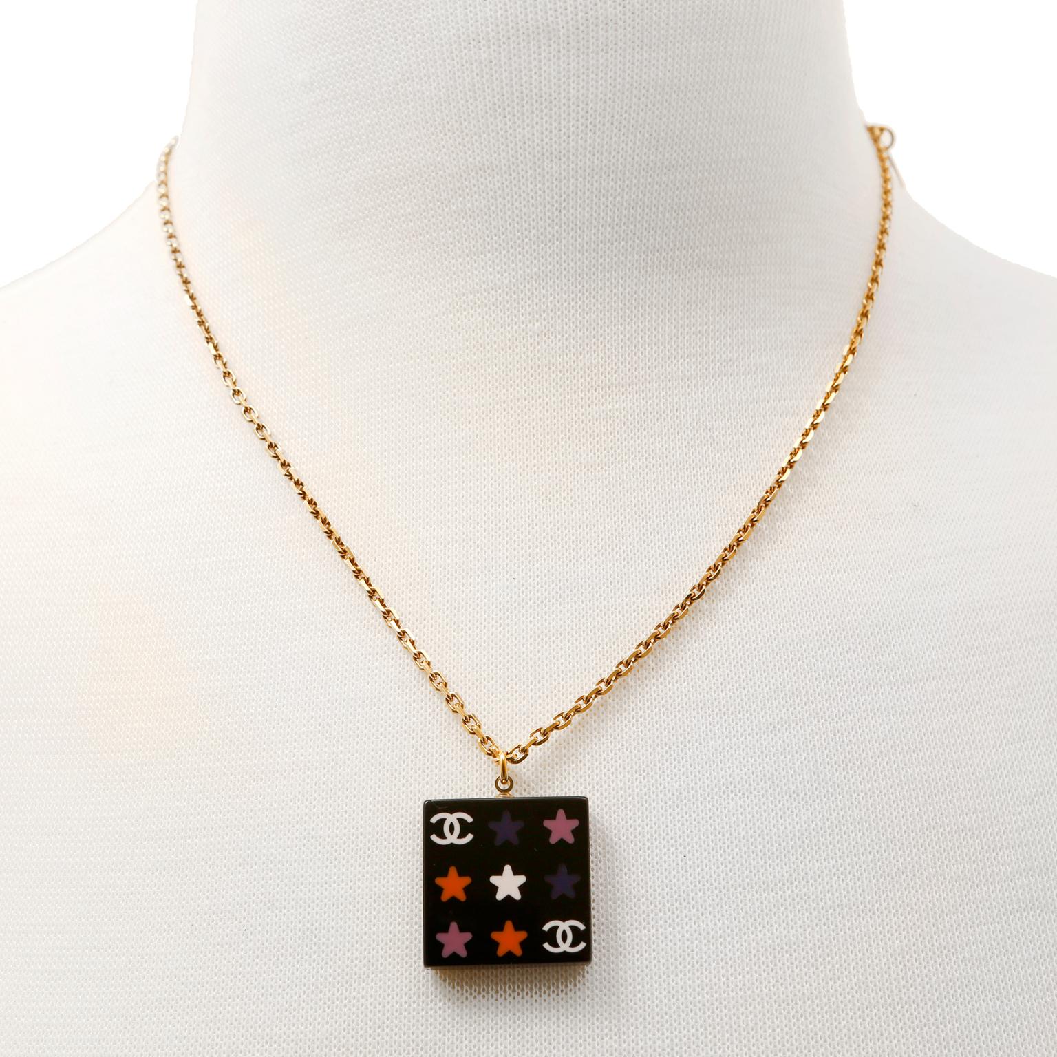 Women's Chanel Black Resin Stars Medallion Necklace