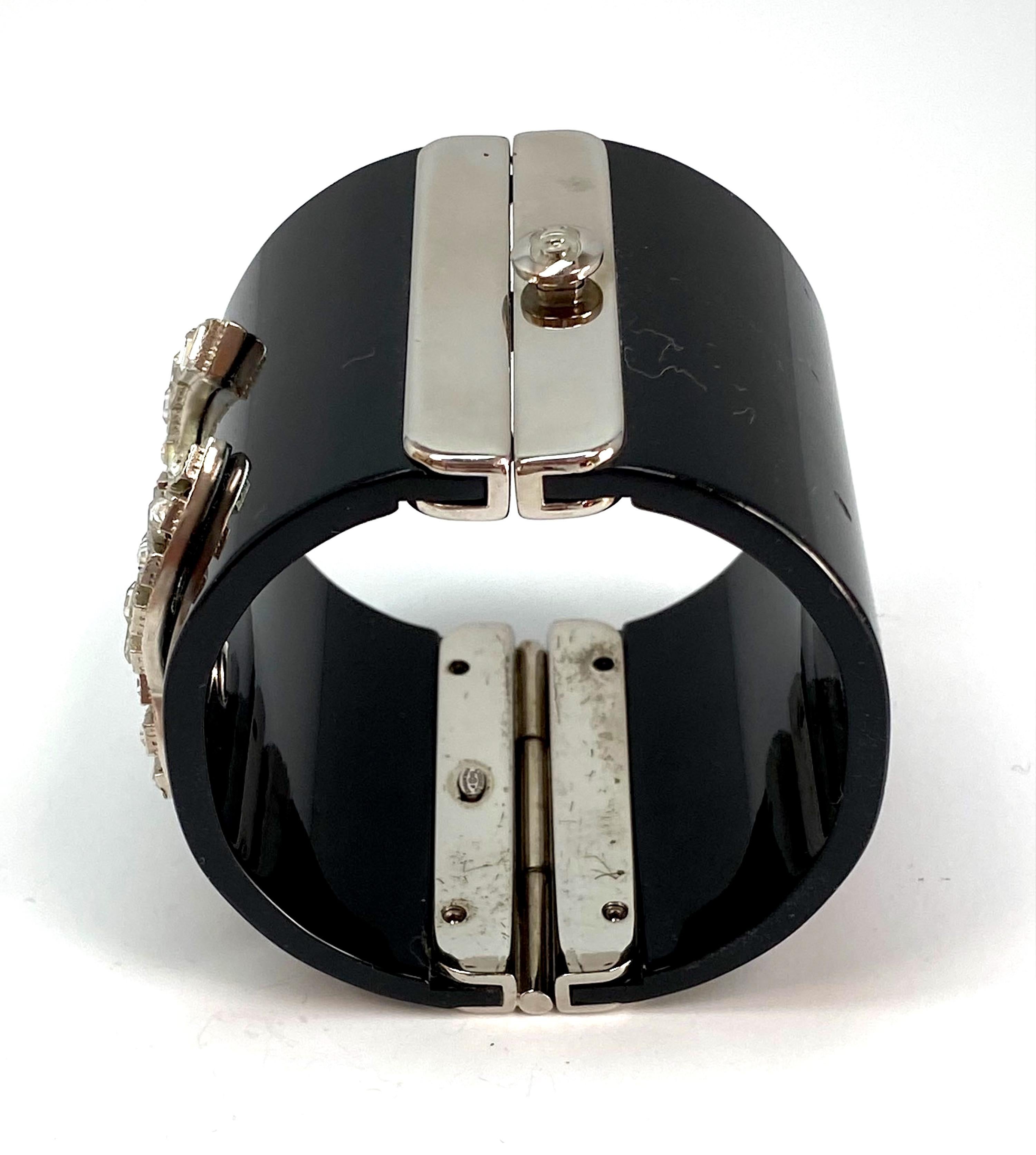 Chanel Black Resin with Rhinestone Logo Cuff, Spring 2009 Collection 2