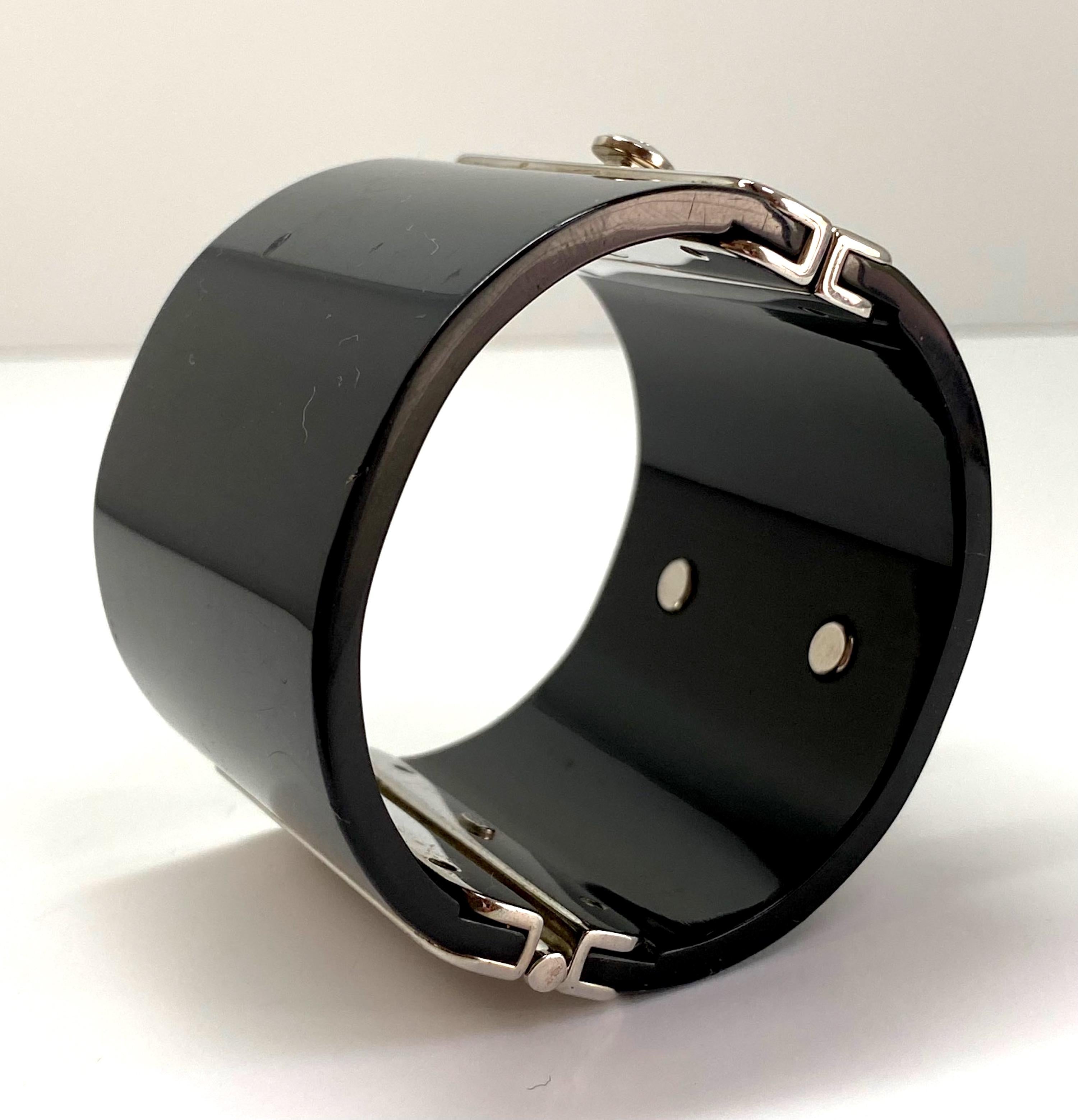 Chanel Black Resin with Rhinestone Logo Cuff, Spring 2009 Collection 1