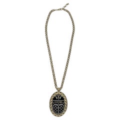Chanel Black Rhinestone Egyptian Scarab Necklace