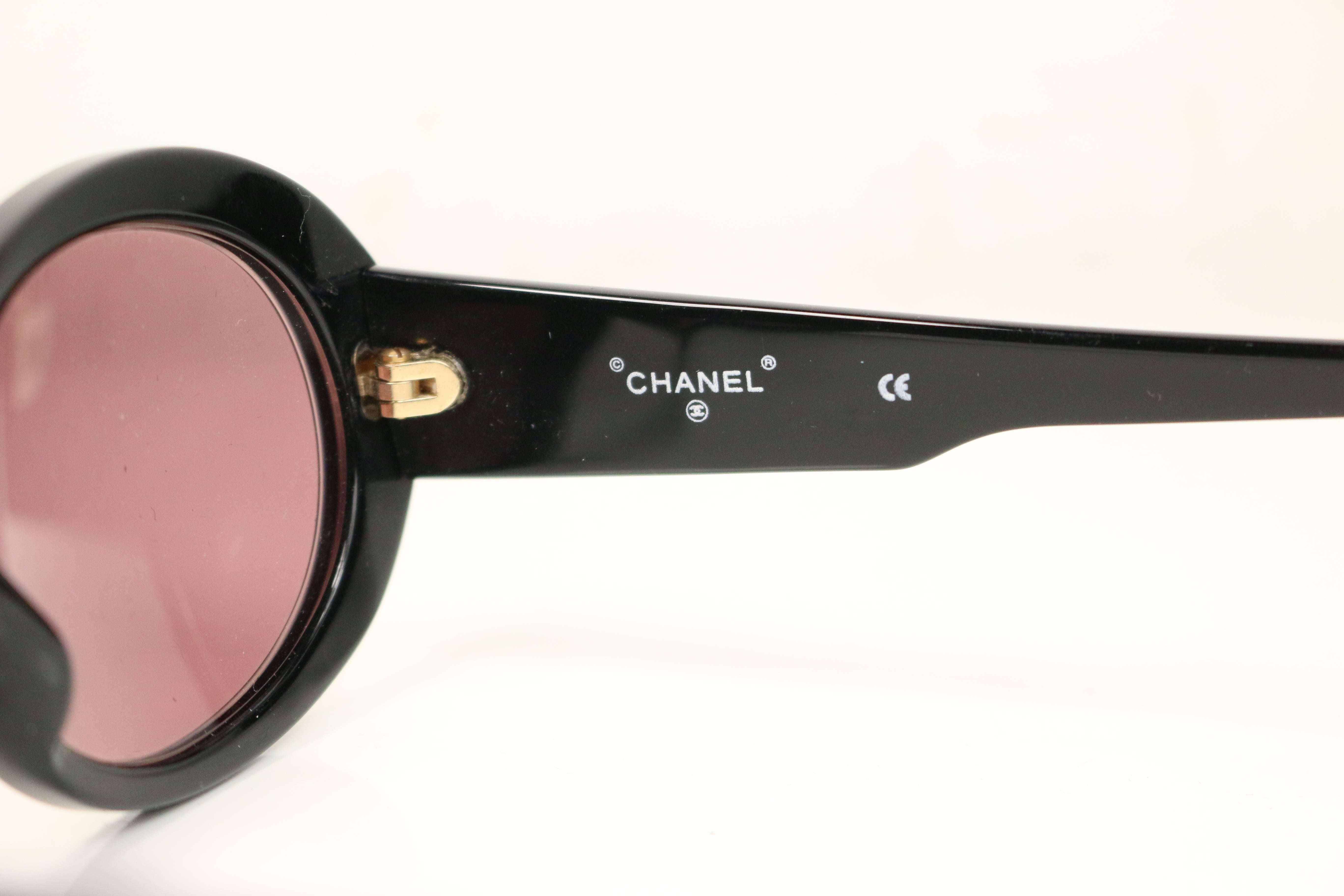 Chanel Black Rhinestones Oval Frames Sunglasses In Excellent Condition In Sheung Wan, HK