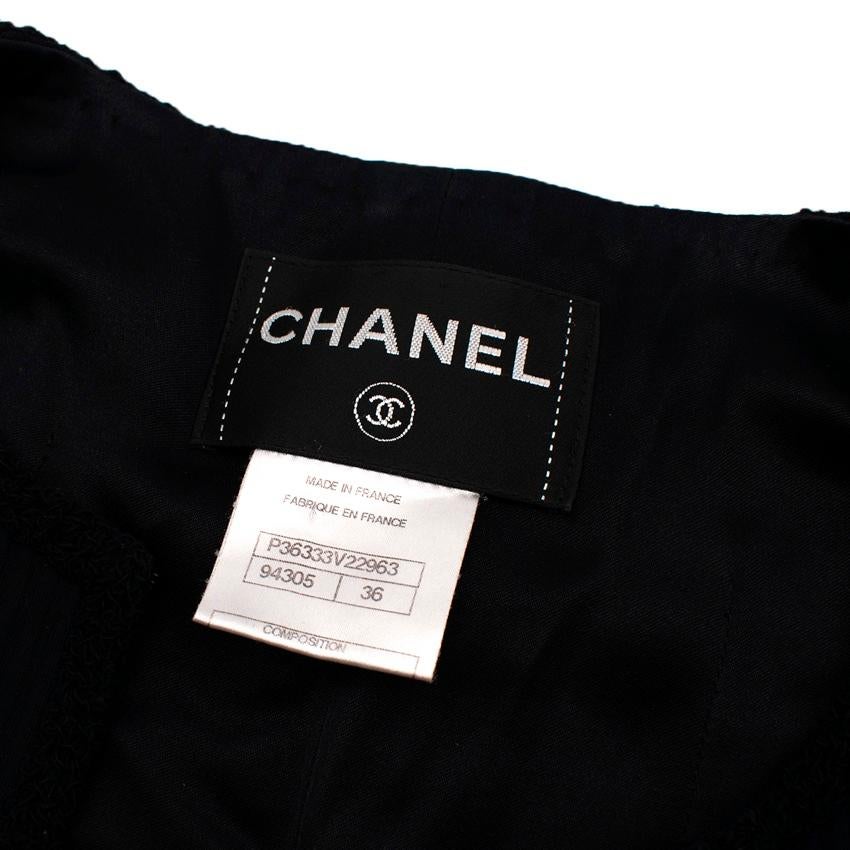 Chanel Black Ribbed Collarless Jacket For Sale 1