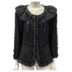 Chanel Black Ribbon and Cord Appliqué Jacket with matching skirt - Sz 40