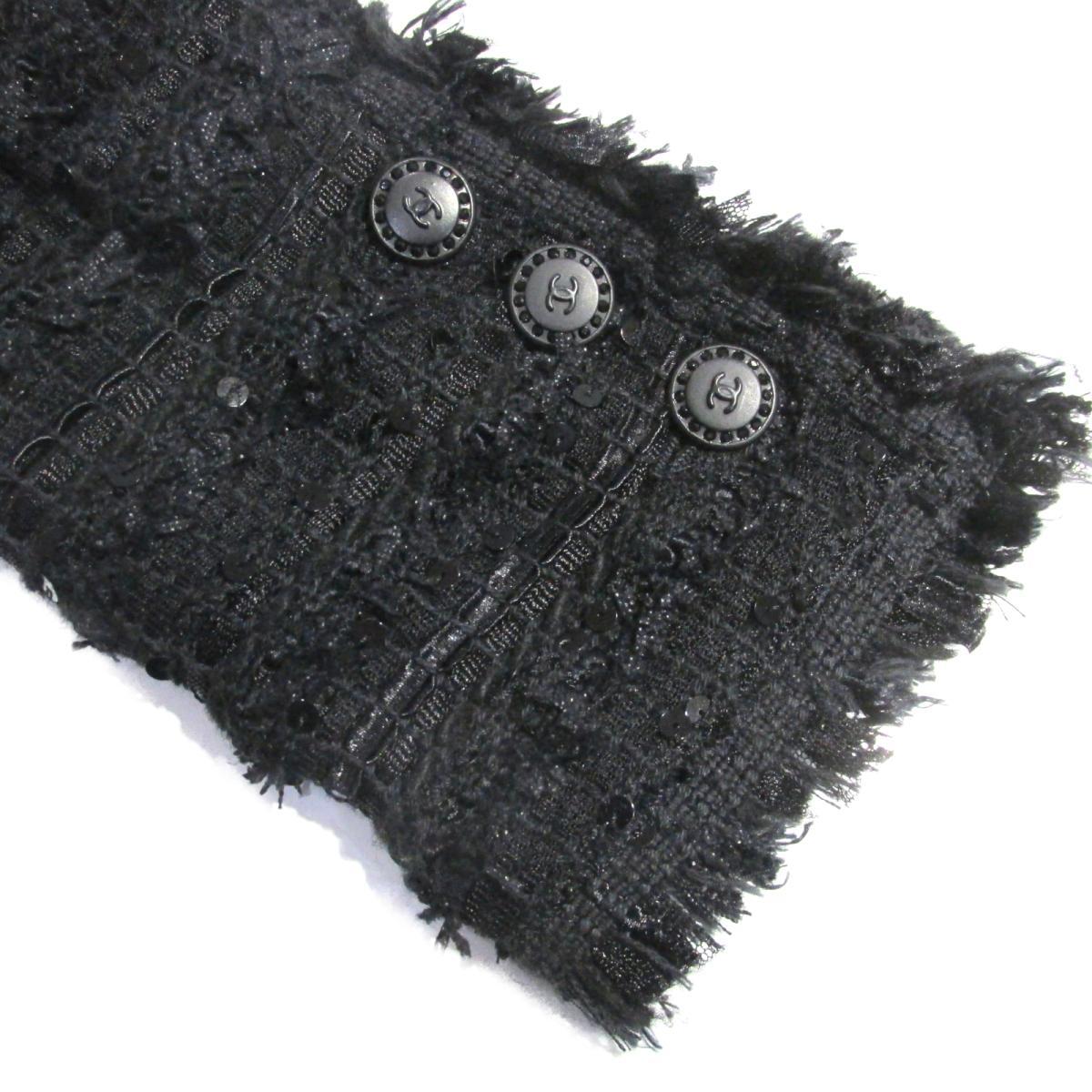 Women's or Men's Chanel Black Ribbon Tweed Sequin Embellished Jacket