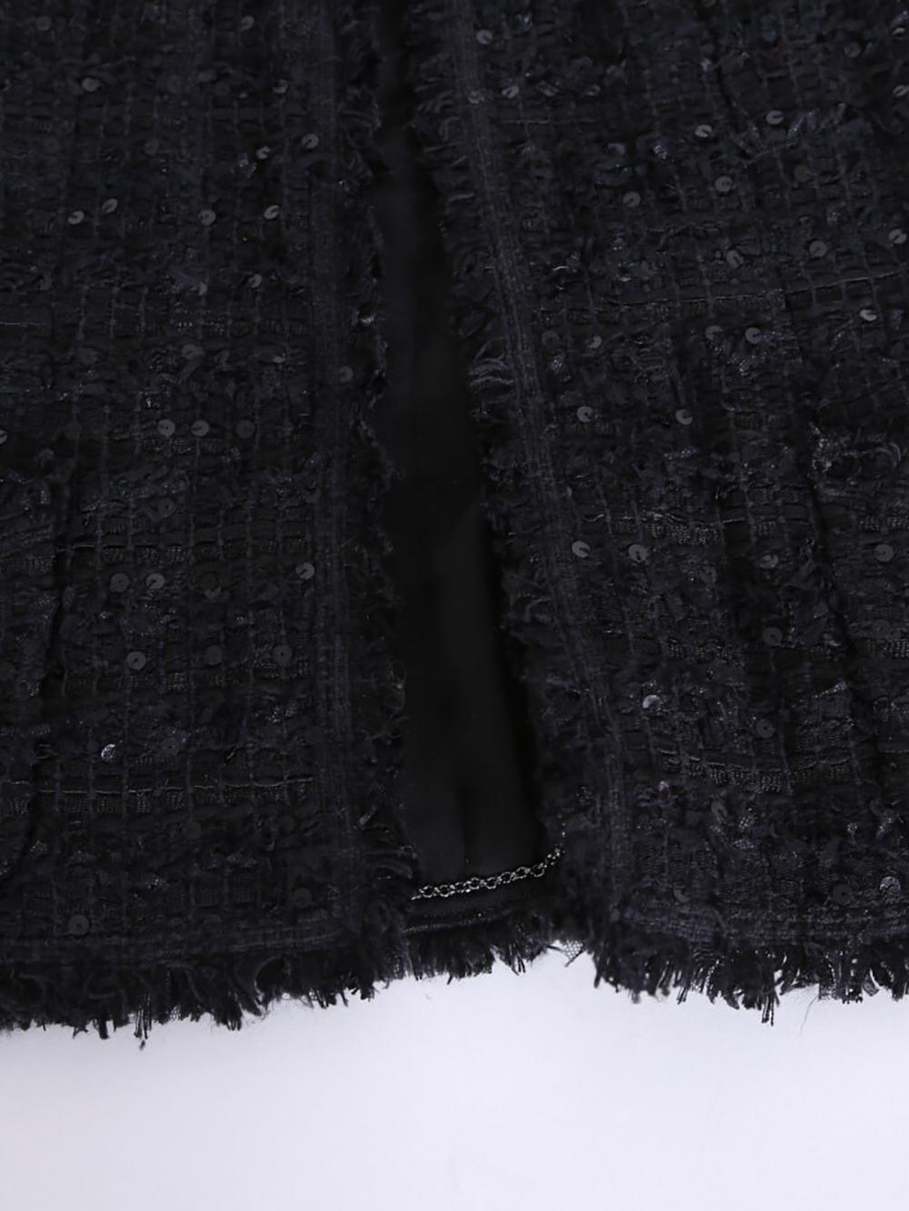 Chanel Black Ribbon Tweed Sequin Embellished Jacket 5