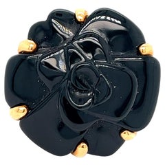 Chanel Black Rose Gold Ring