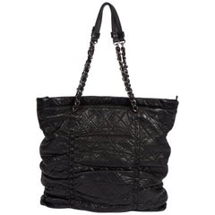 Chanel Black Rouched Soft Leather Tote