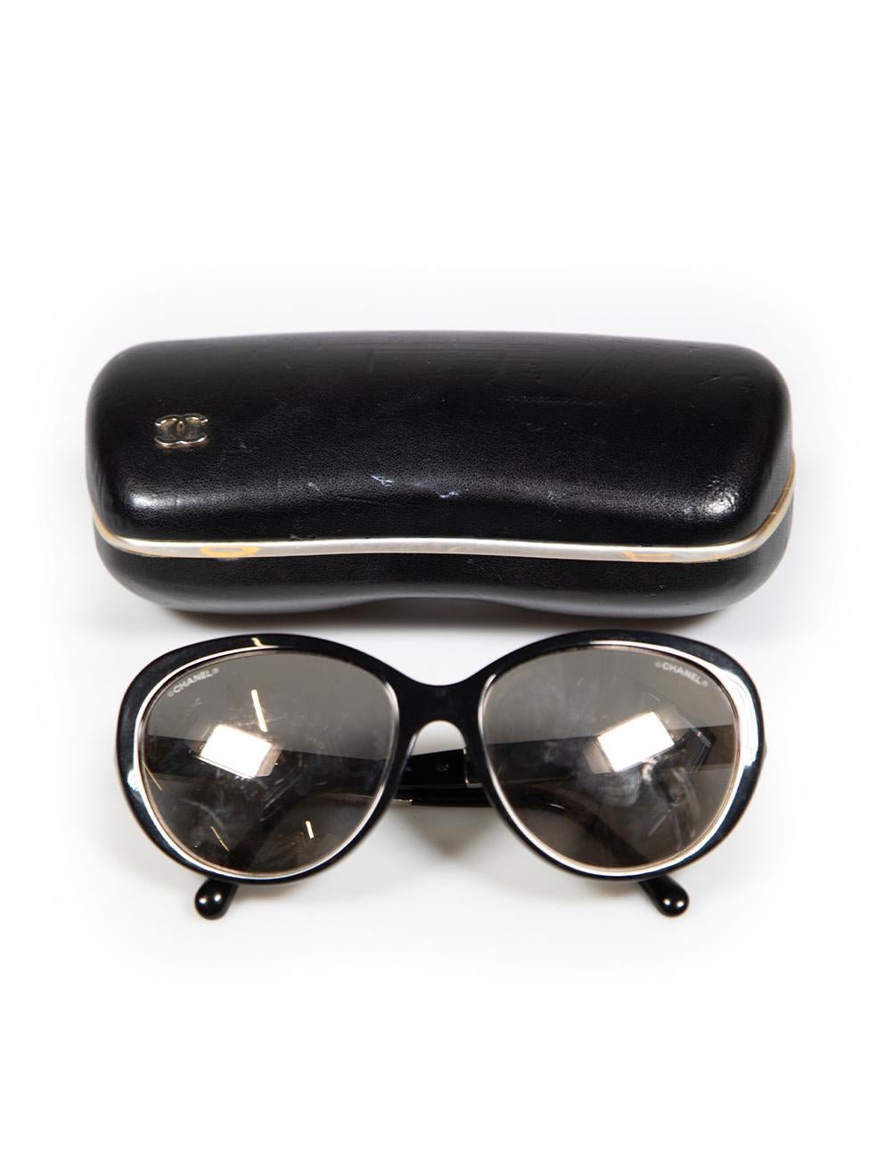 Chanel Black Round Mirror Lenses Sunglasses For Sale 5