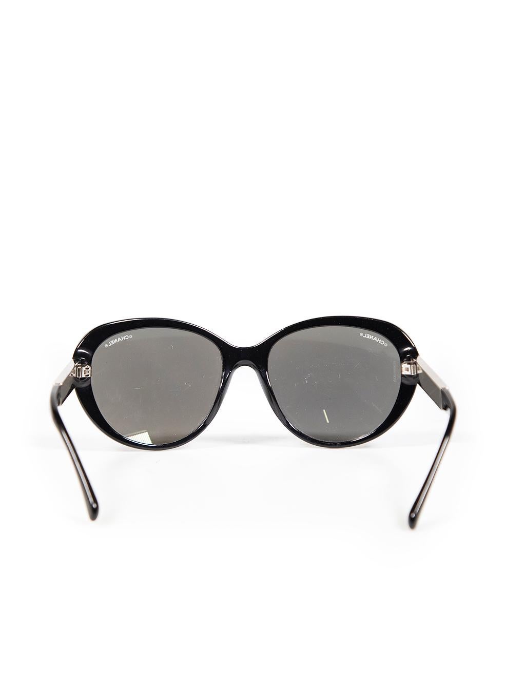 Beige Chanel Black Round Mirror Lenses Sunglasses For Sale