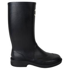 CHANEL noir caoutchouc 2022 REVIN Bottes Chaussures 39 fit 38.5