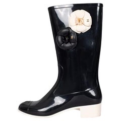Chanel Botas Camelia Caucho Negro - Talla 42