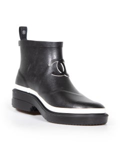 Chanel Black Rubber CC Short Rain Boots Size IT 38