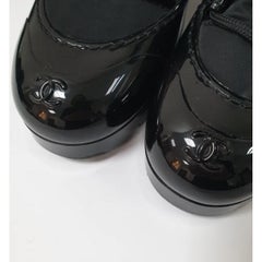 Chanel Black Rubber Nylon Ankle Boots CC Logo Size 38