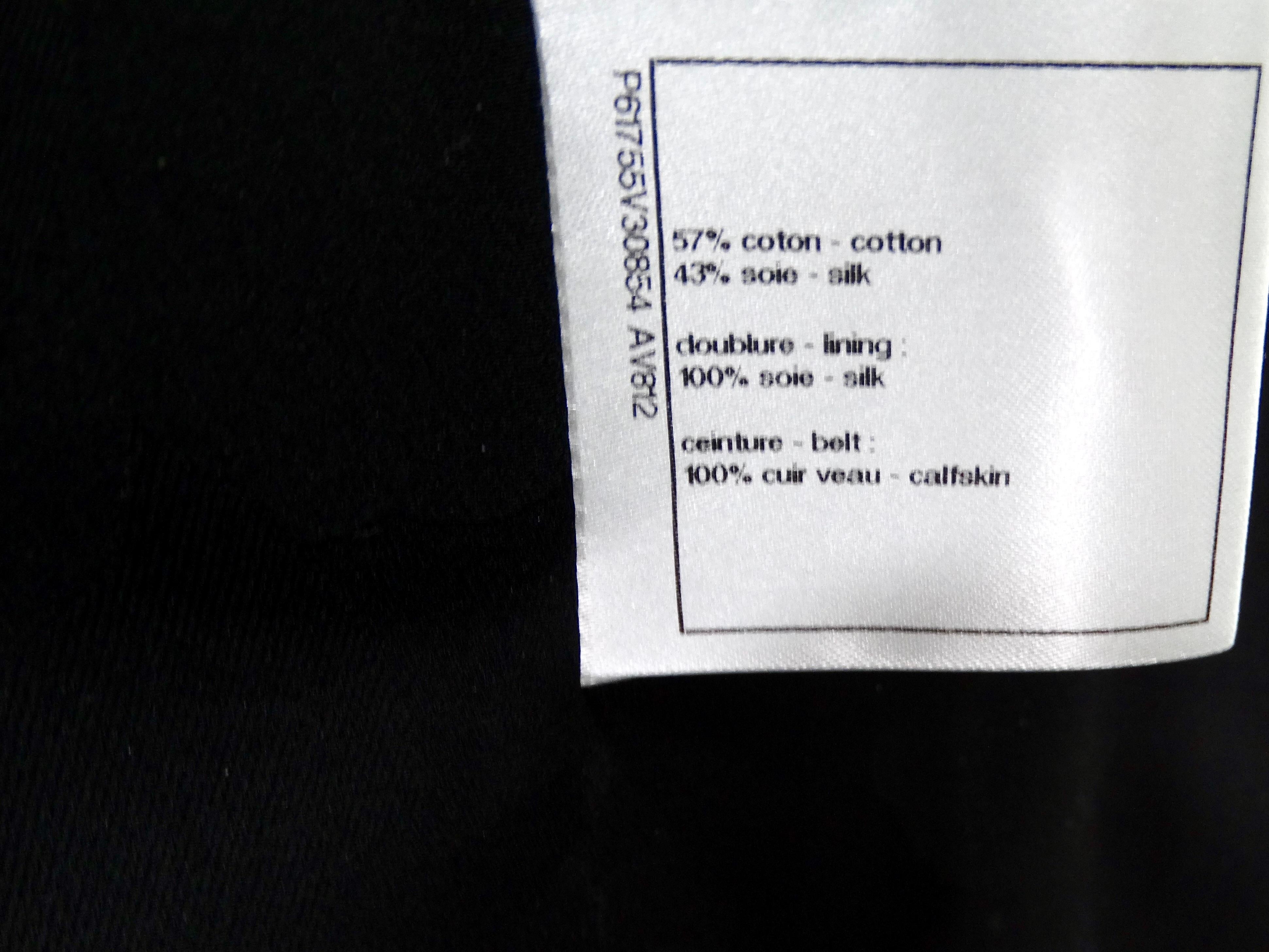 Chanel Black Ruched & Belted Silk Jacket & Skirt Suit Set circa 2019 en venta 10