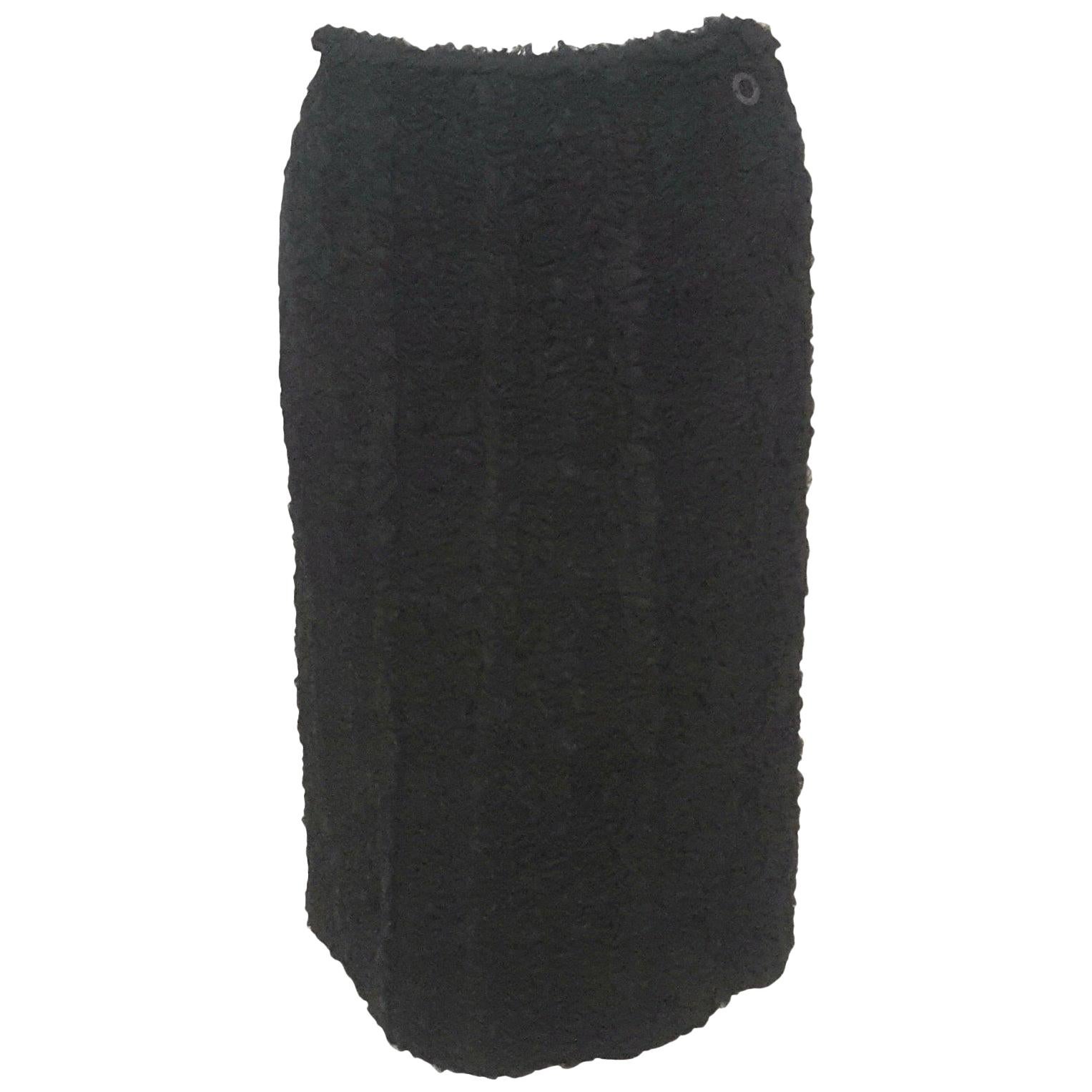 Chanel Black Ruched Silk Skirt 38 For Sale