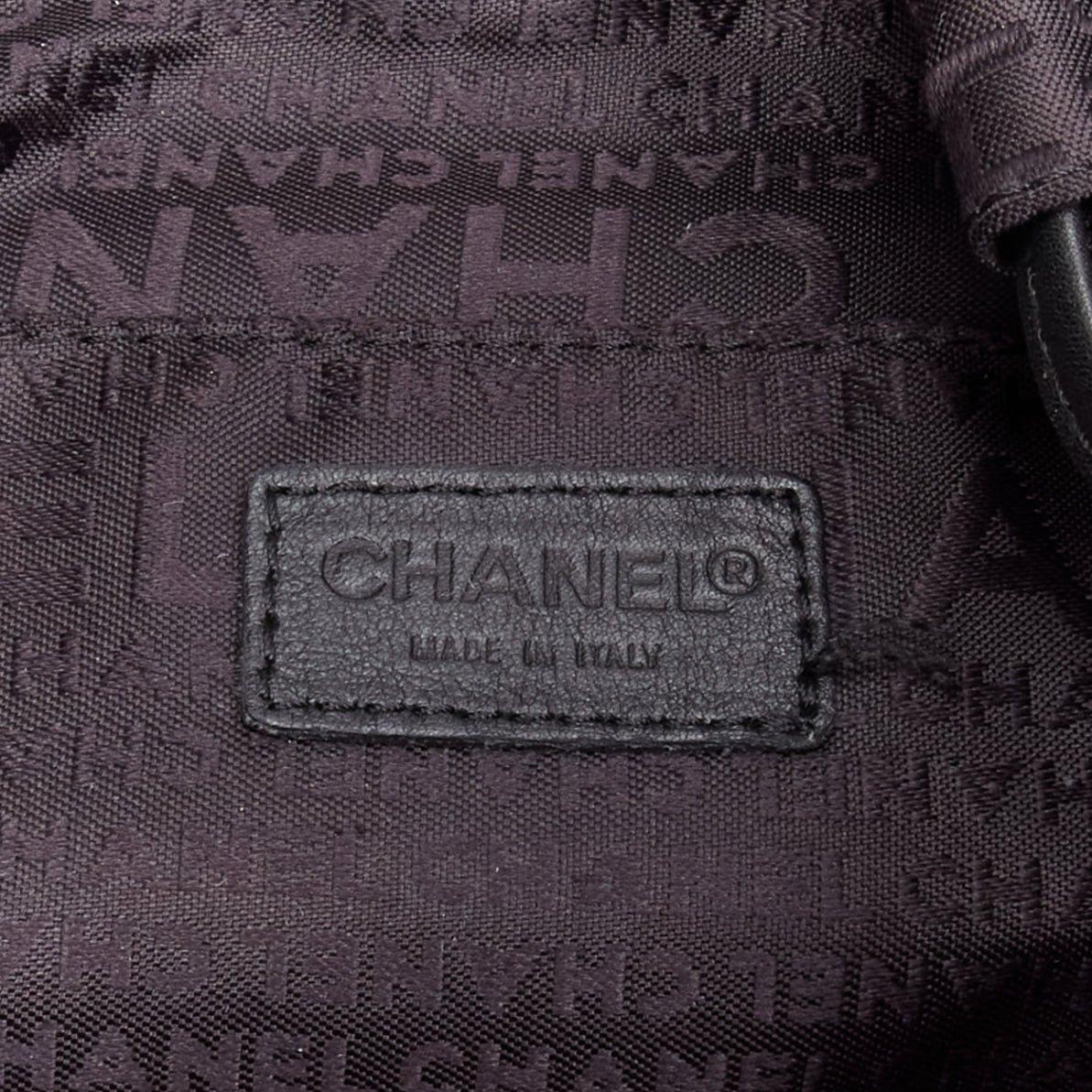 CHANEL black ruthenium CC logo square stitched tassel shoulder hobo bag 6