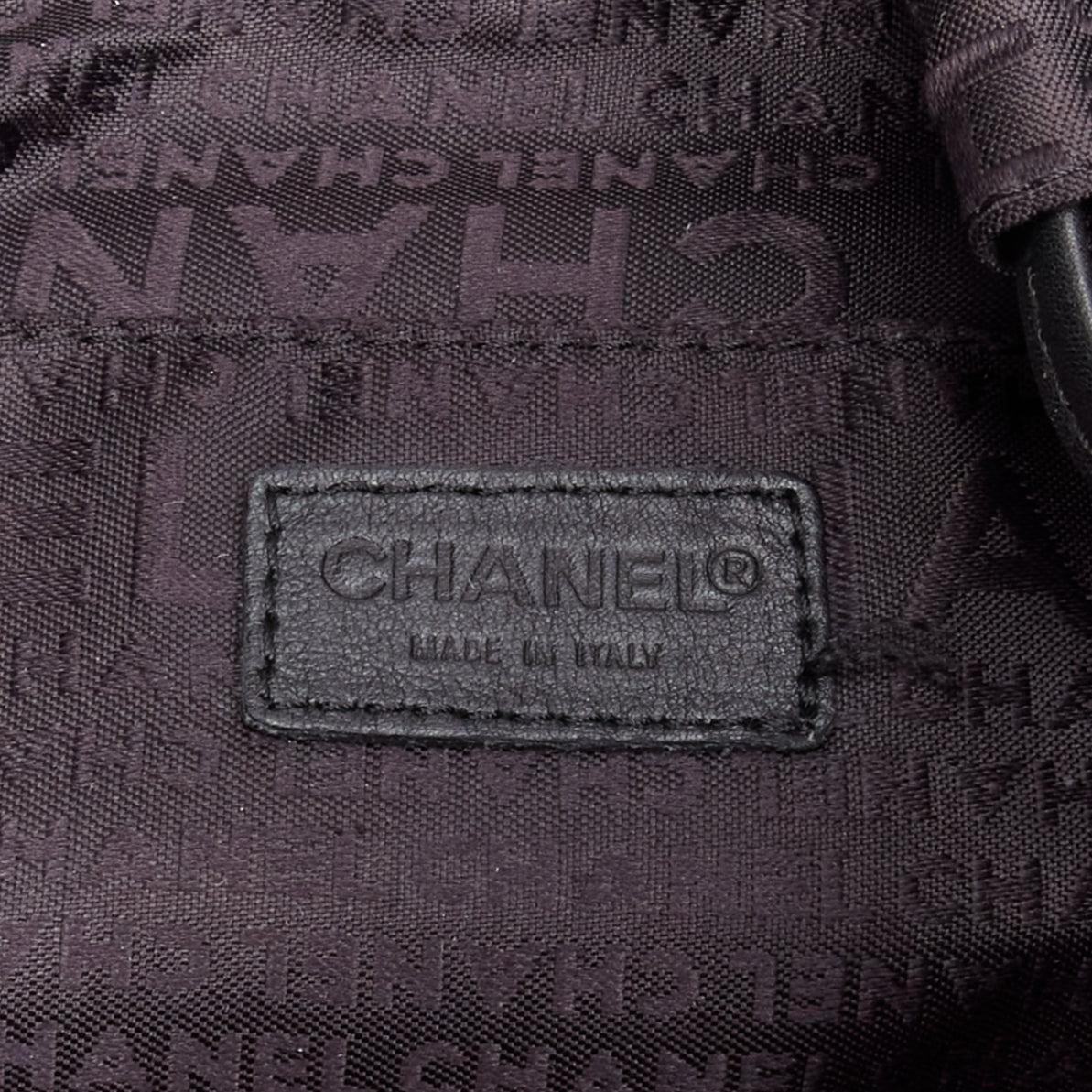 CHANEL black ruthenium CC logo square stitched tassel shoulder hobo bag For Sale 7