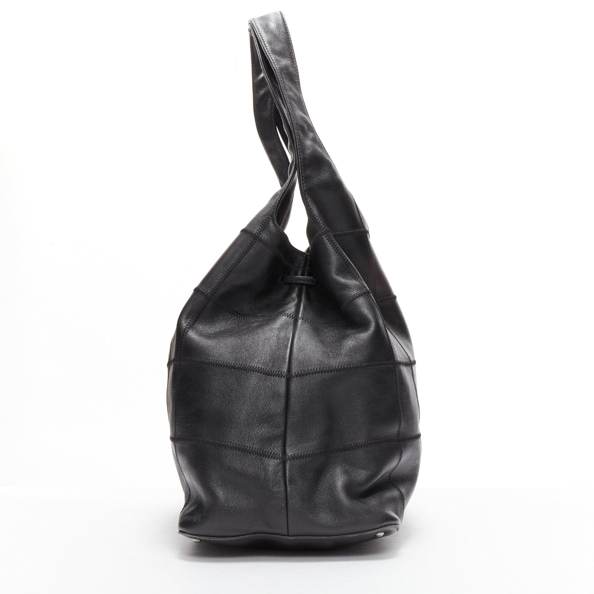 Women's CHANEL black ruthenium CC logo square stitched tassel shoulder hobo bag For Sale