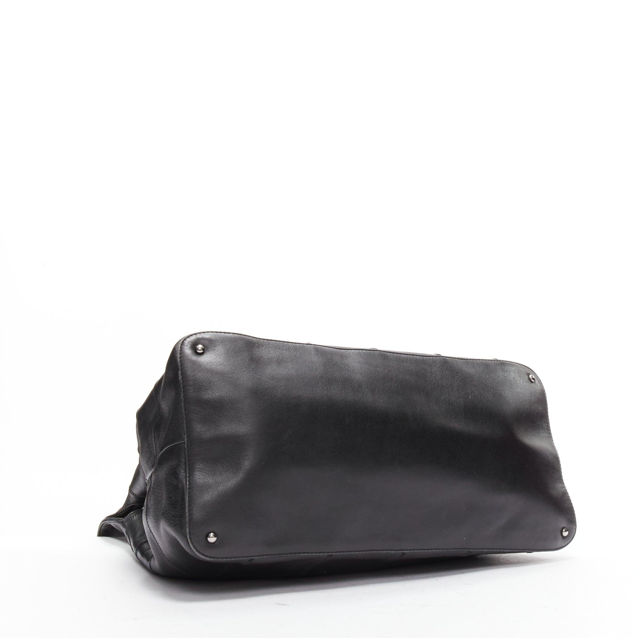 CHANEL black ruthenium CC logo square stitched tassel shoulder hobo bag 1