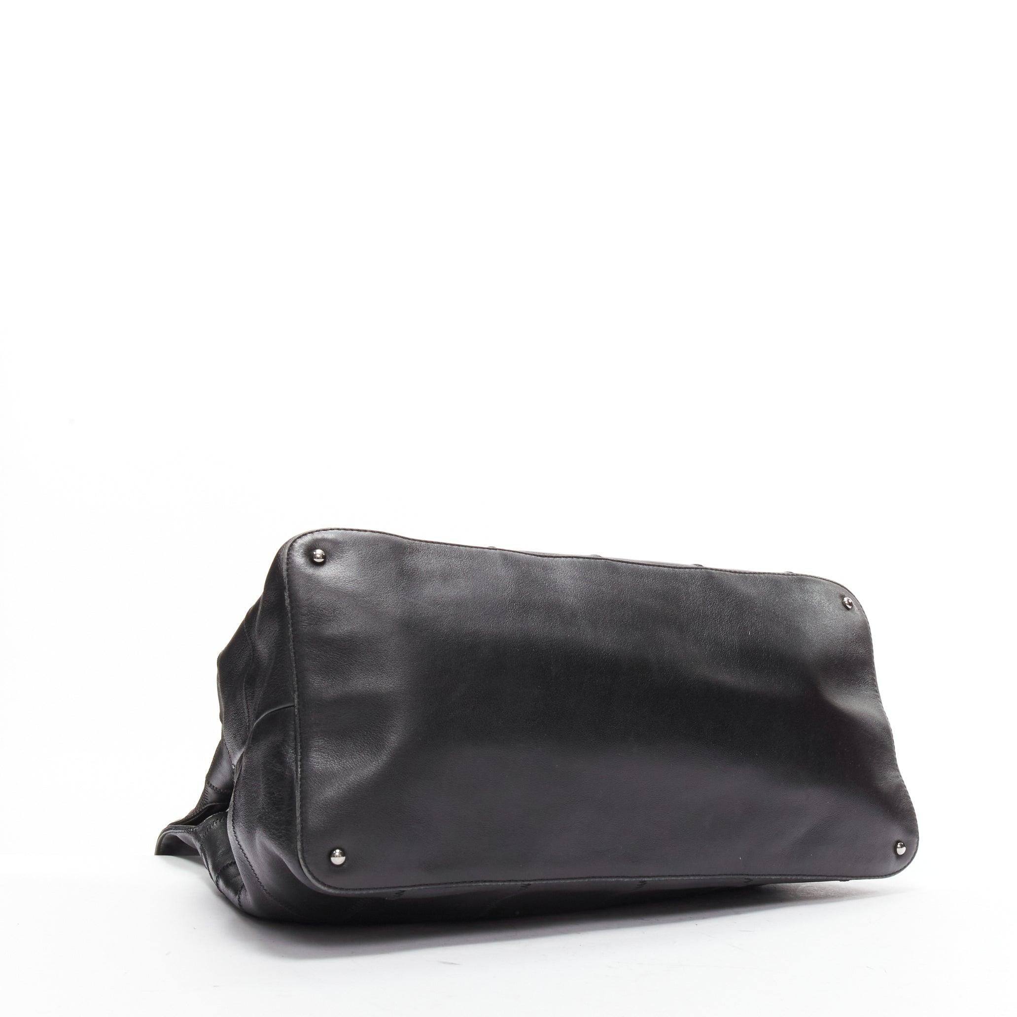 CHANEL black ruthenium CC logo square stitched tassel shoulder hobo bag For Sale 2