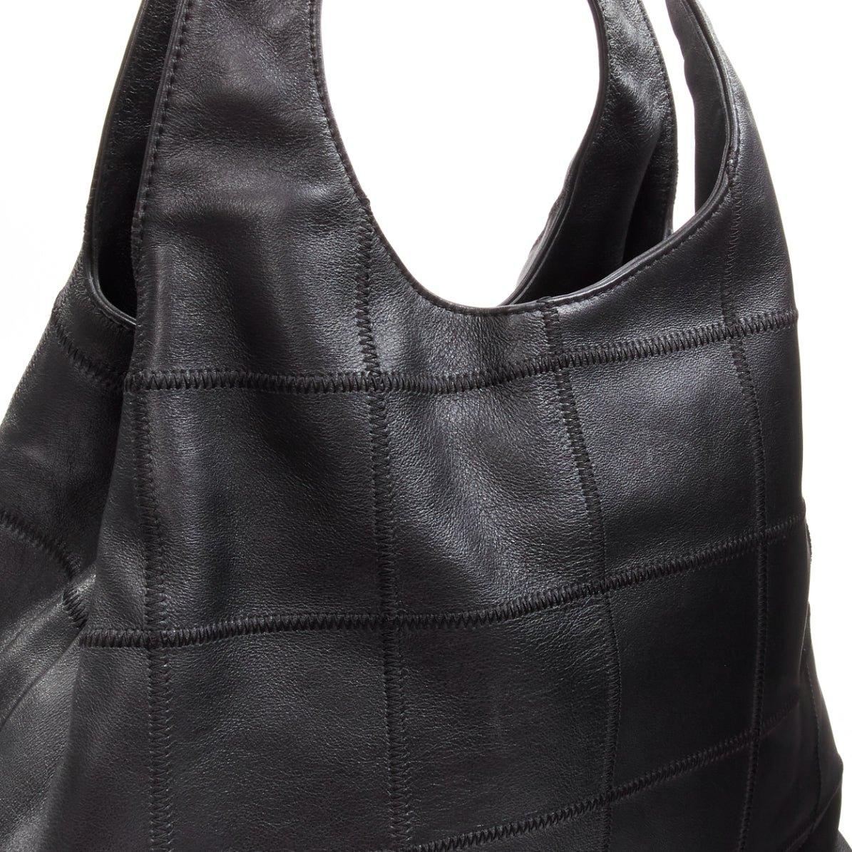 CHANEL black ruthenium CC logo square stitched tassel shoulder hobo bag 2