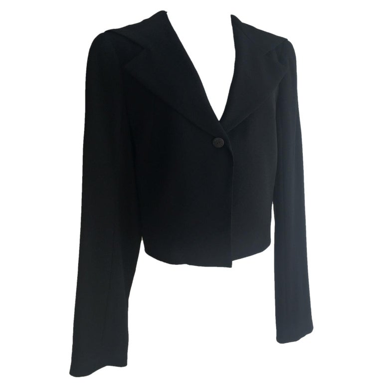 CHANEL Black Sailor Collar Crop Jacket For Sale at 1stDibs