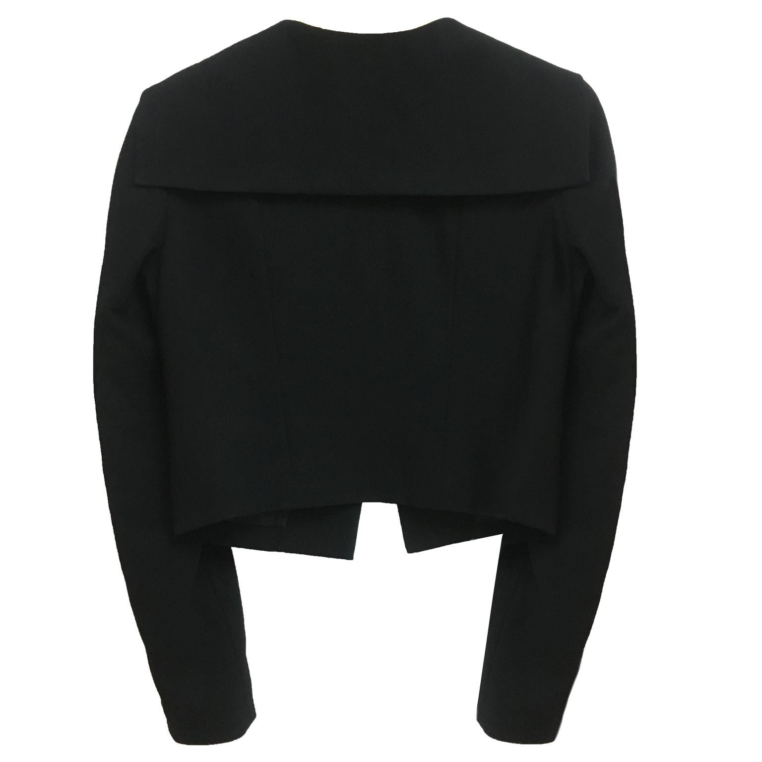 CHANEL Black Sailor Collar Crop Jacket  In Good Condition For Sale In Berlin, DE
