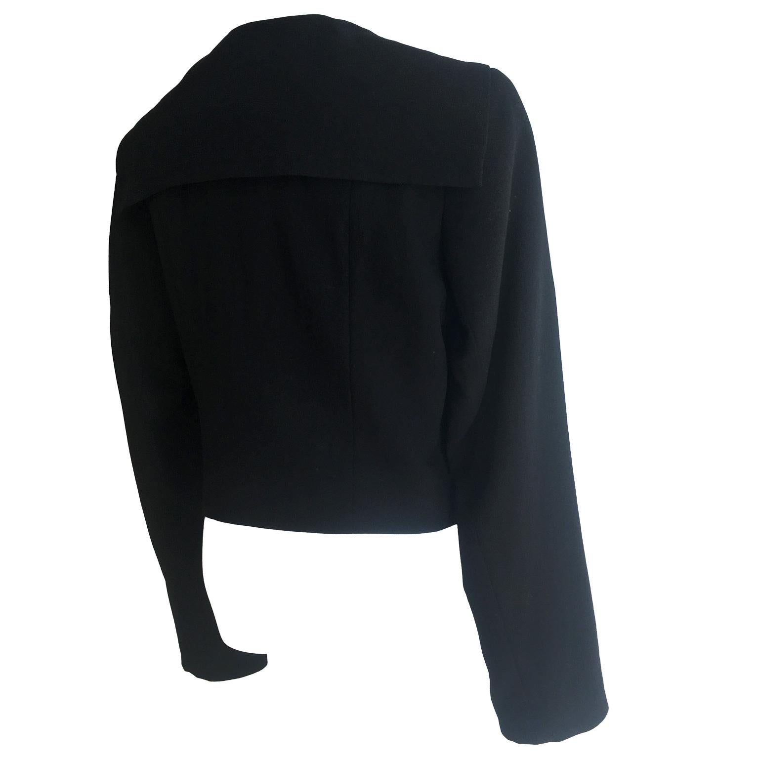 CHANEL Black Sailor Collar Crop Jacket  In Good Condition For Sale In Berlin, DE