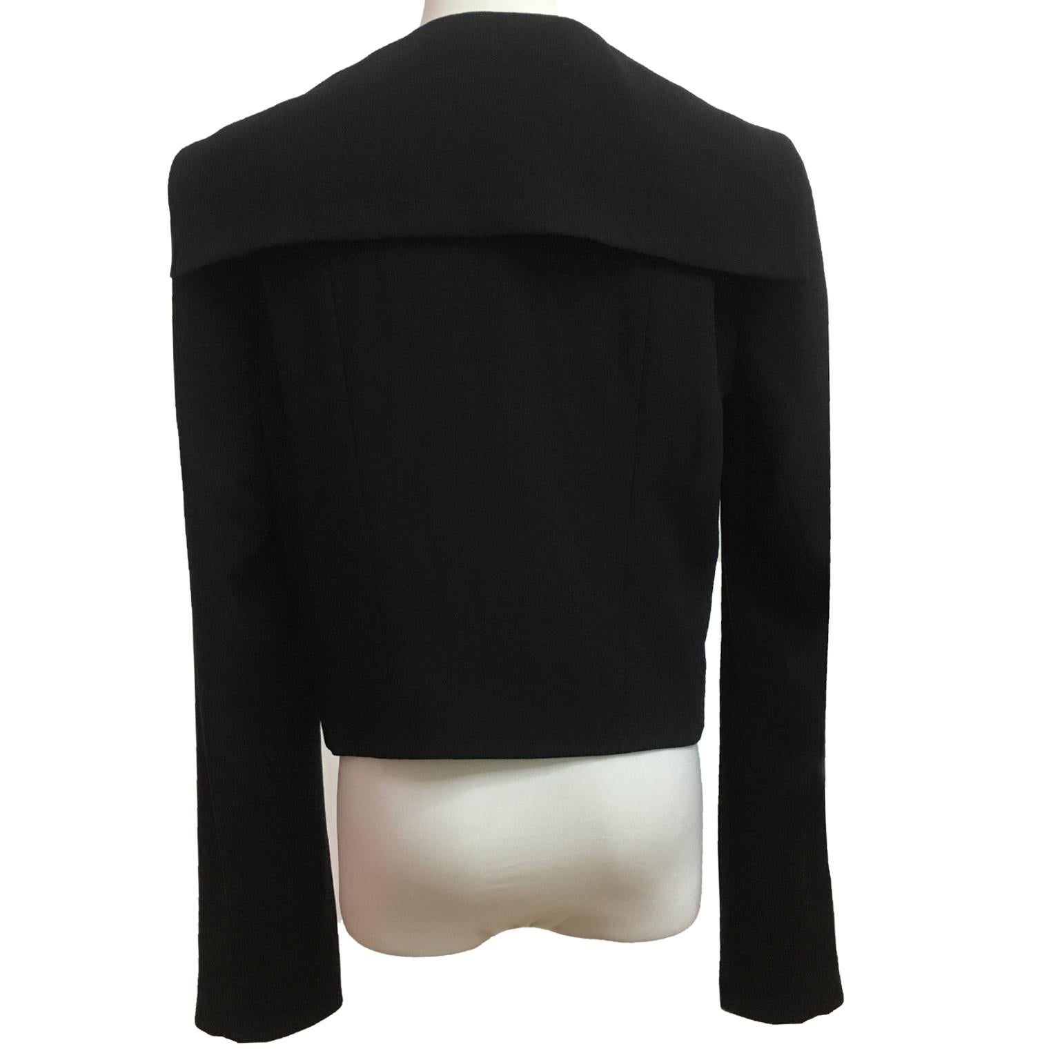 CHANEL Black Sailor Collar Crop Jacket  For Sale 3