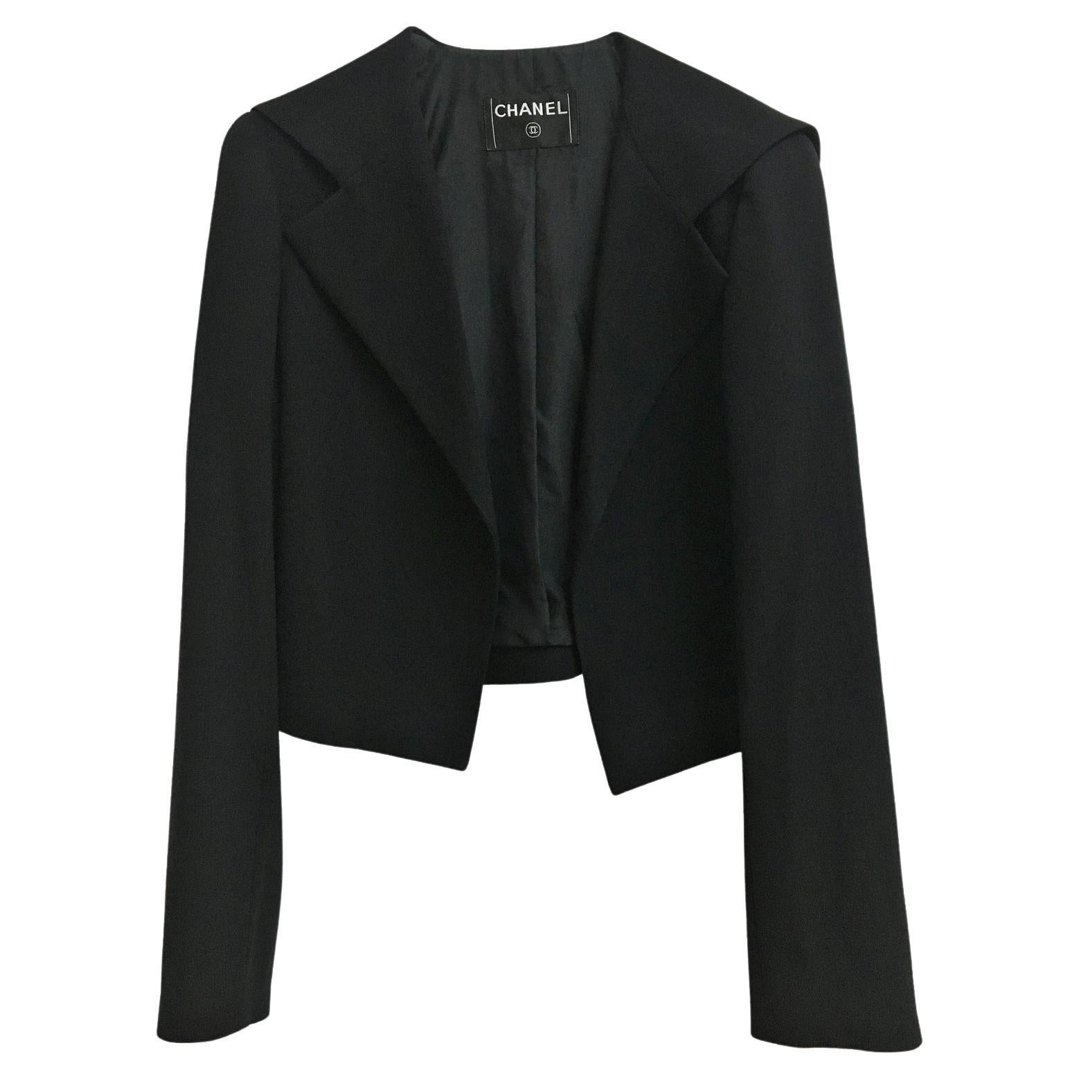 CHANEL Black Sailor Collar Crop Jacket  For Sale