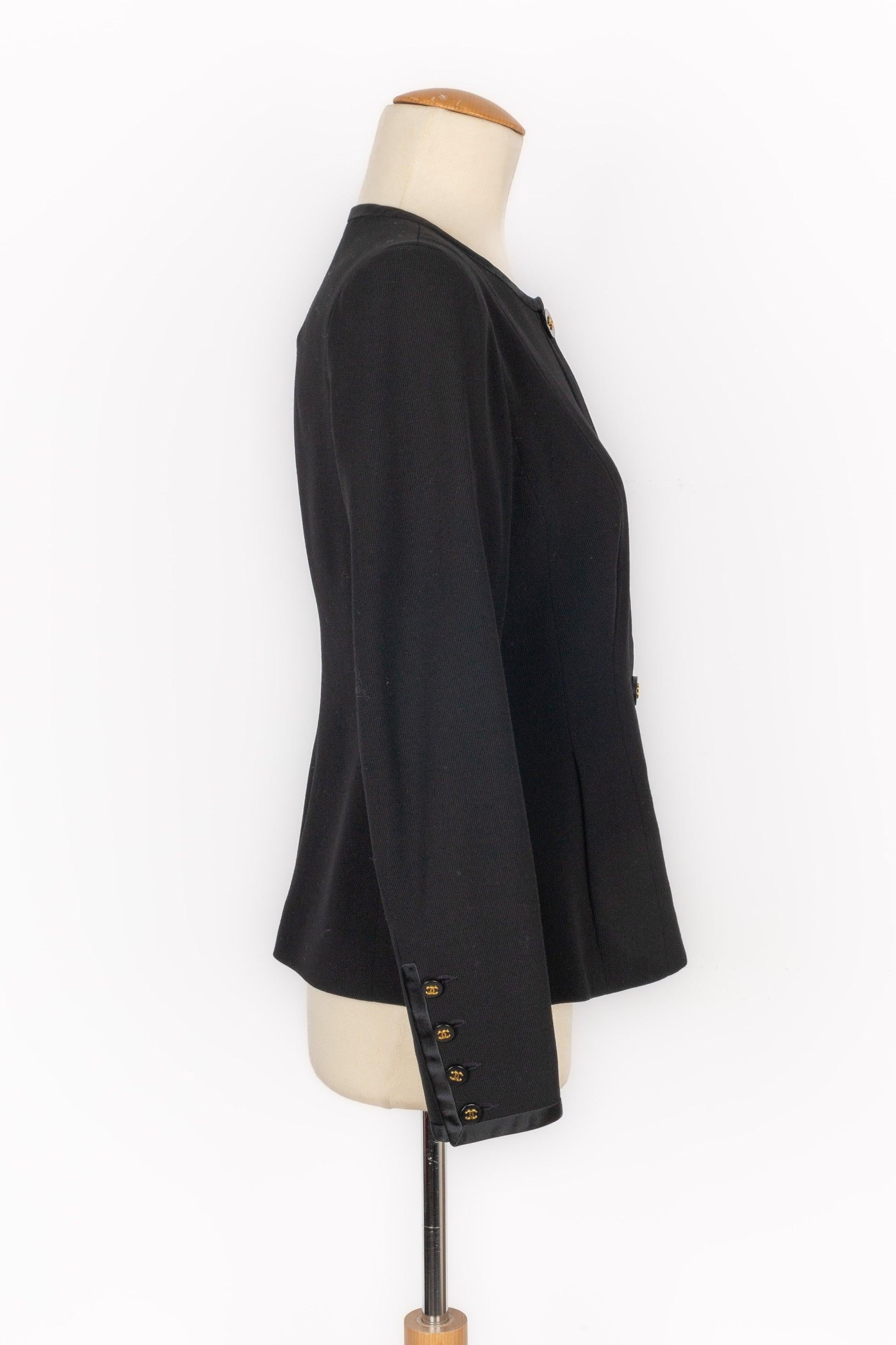 Chanel Schwarze Jacke aus Satin und Baumwolle, 1990er-Jahre Damen
