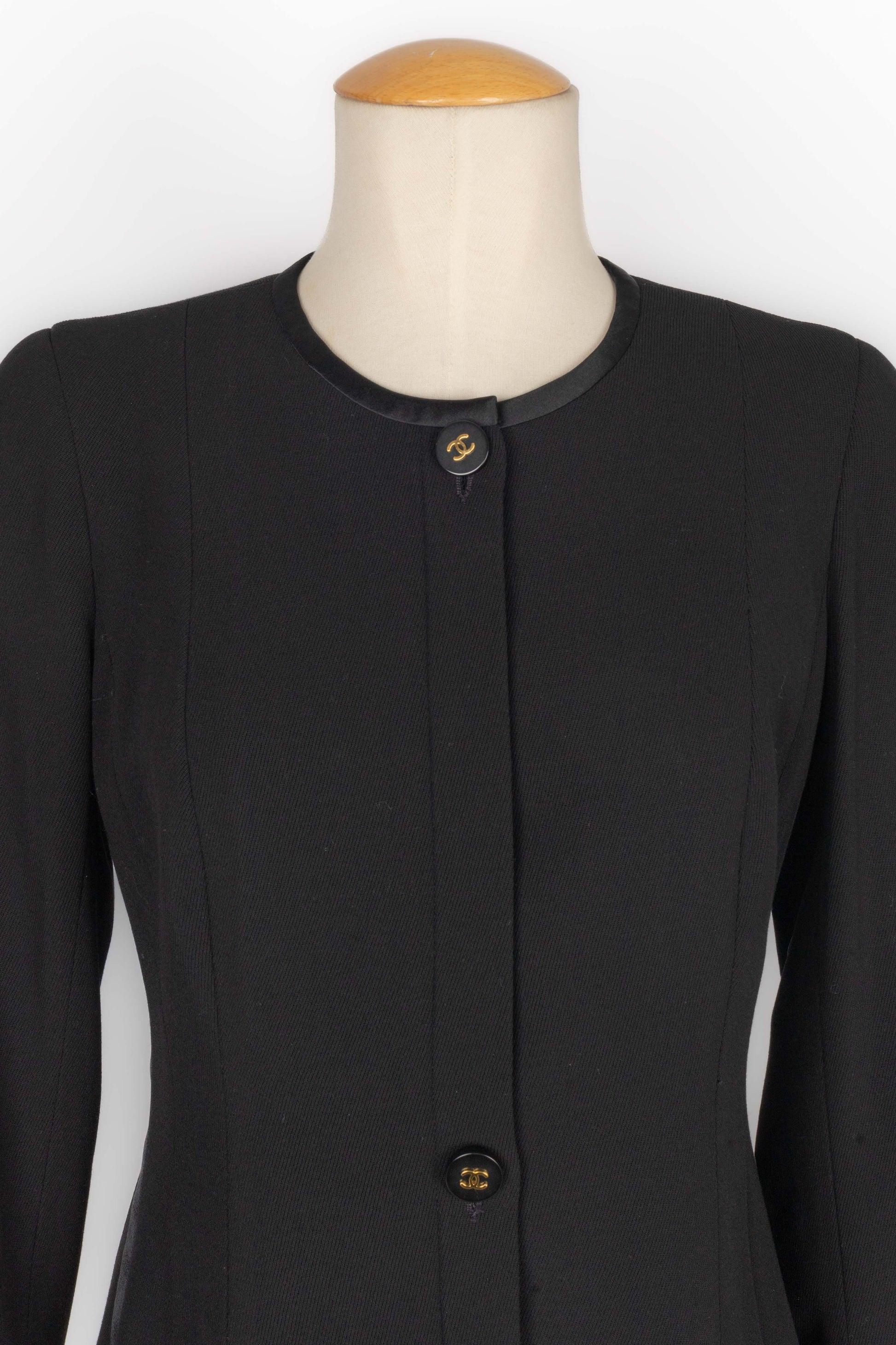 Chanel Schwarze Jacke aus Satin und Baumwolle, 1990er-Jahre 1