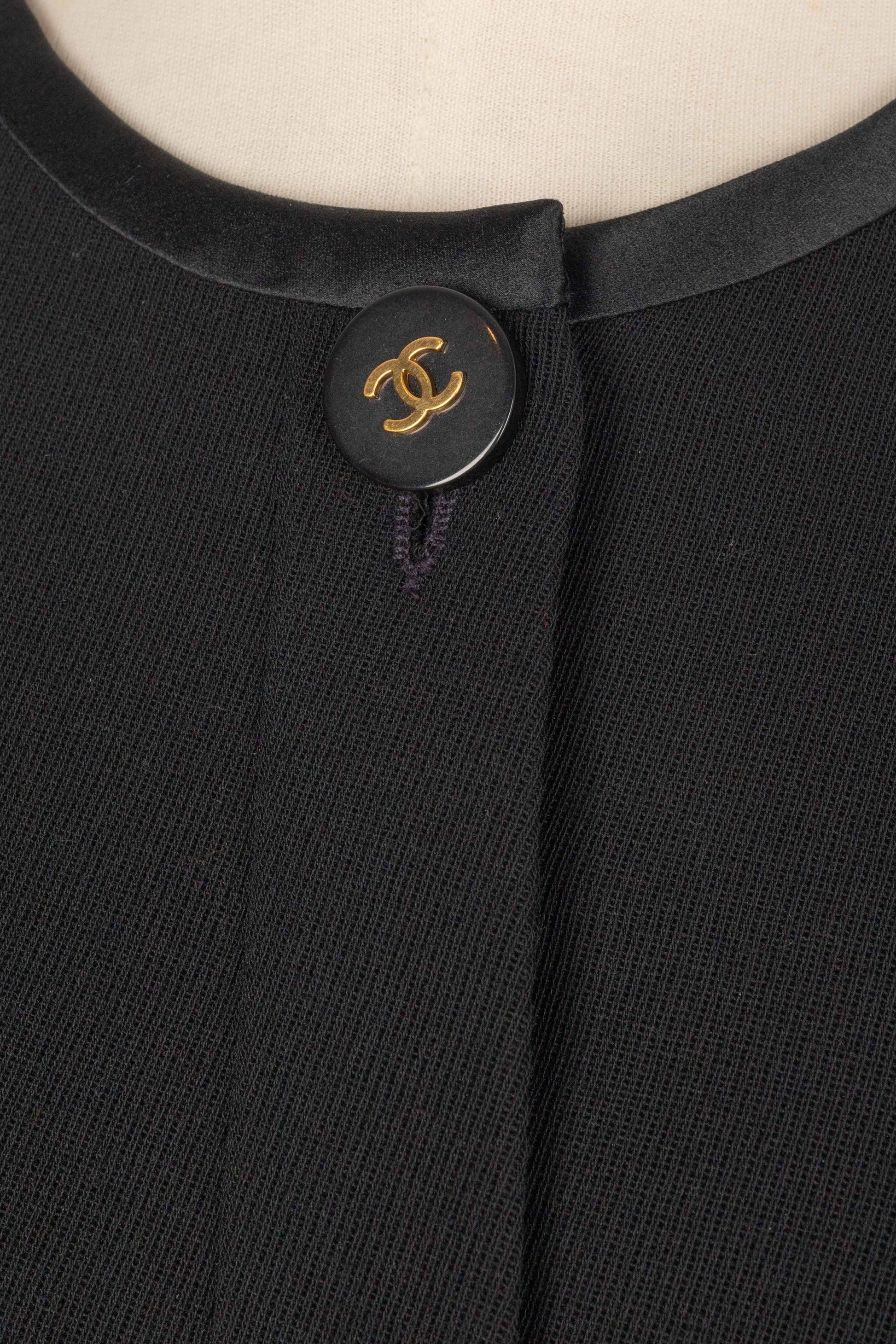 Chanel Schwarze Jacke aus Satin und Baumwolle, 1990er-Jahre 5