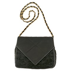 CHANEL black satin bag