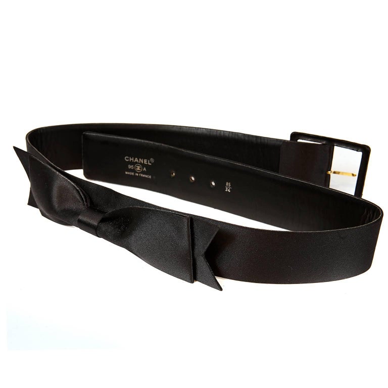 Chanel Black Satin Bow Belt 85/34
