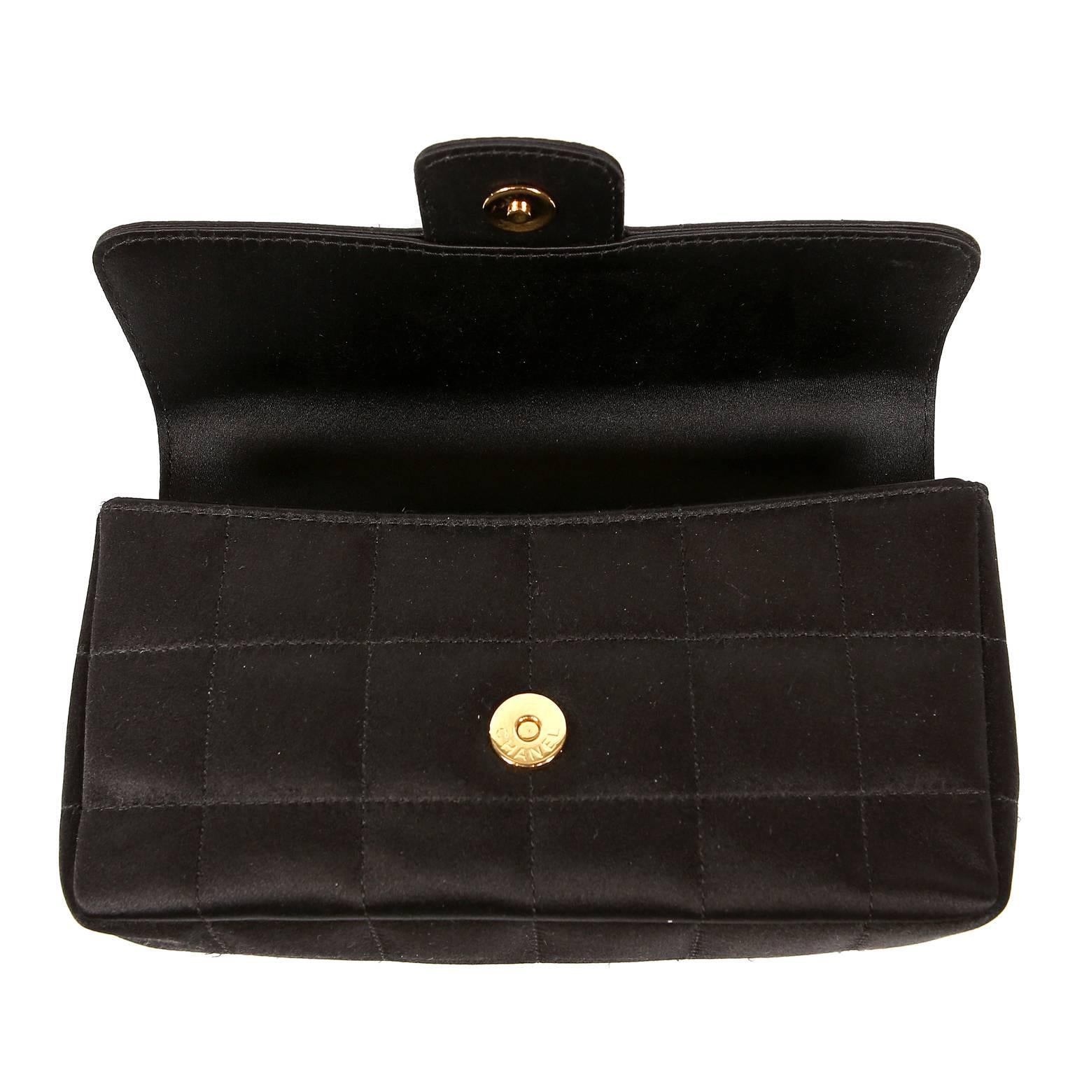 Chanel Black Satin Camellia Cross Body Bag 1
