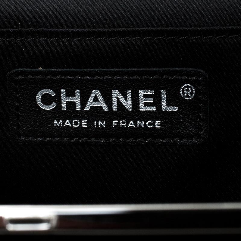 Chanel Black Satin CC Frame Clutch 4