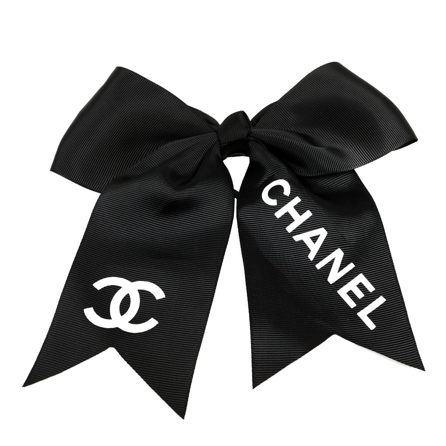 Women's Chanel Black Satin Cheer Bow Hair Tie For Sale