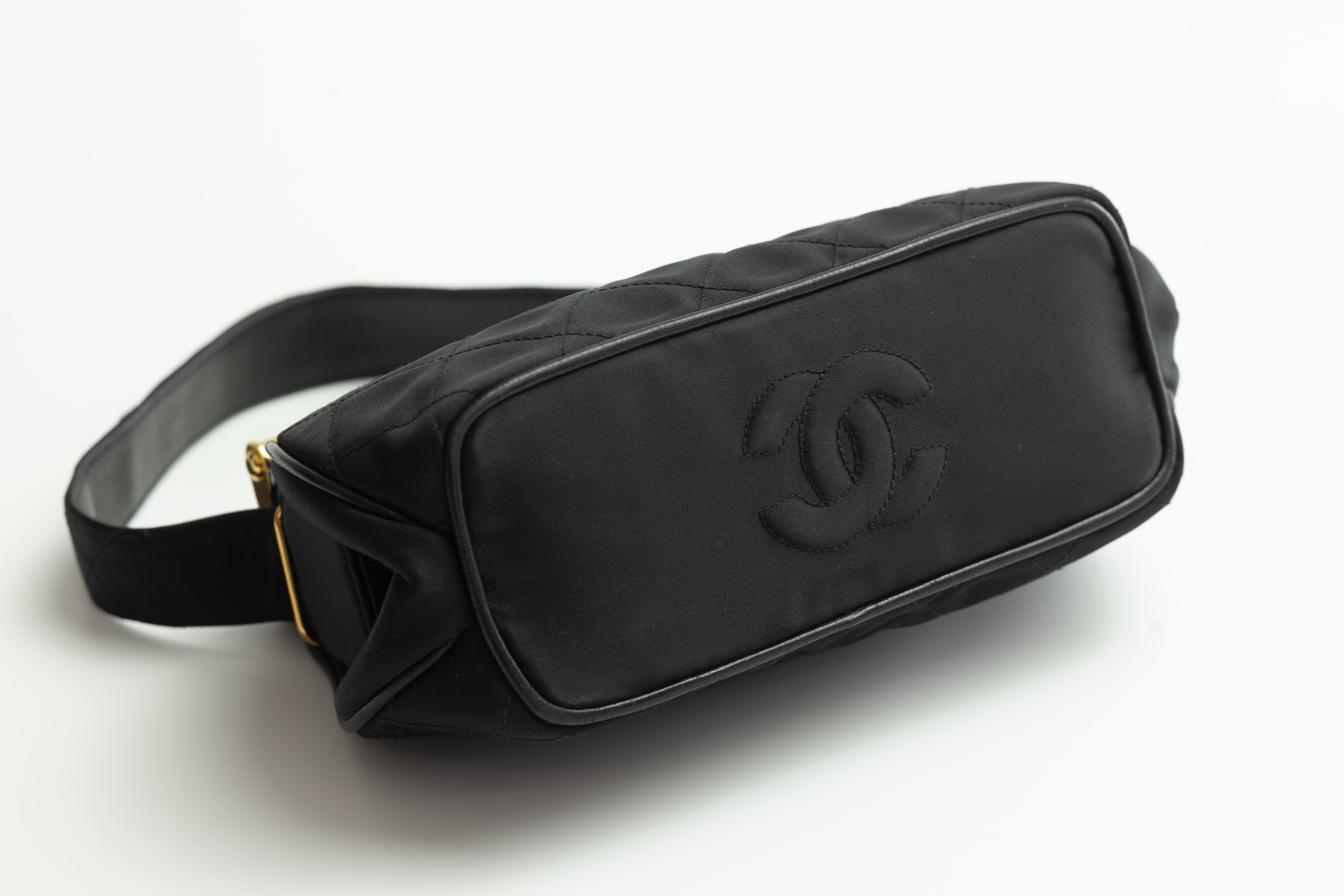 Women's Chanel Black Satin Classic One Handbag For Sale